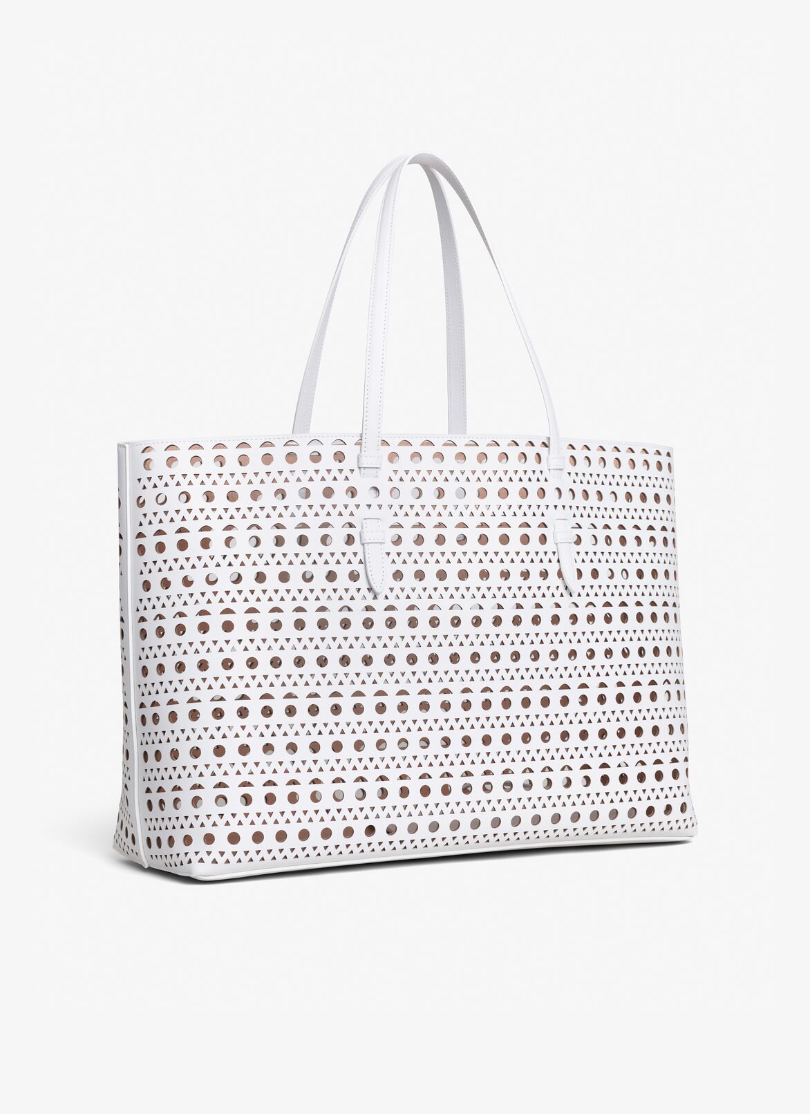 Mina 44 bag in optical perfo lux calfskin ALAÏA WHITE MINA 44 BAG IN OPTICAL PERFO LUX CALFSKIN